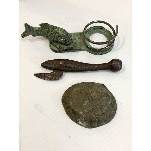 Rustic Vintage Nautical Decor Cast Iron Brass Clock Lantern Ship Bells Fish LOT - Picture 2 of 14